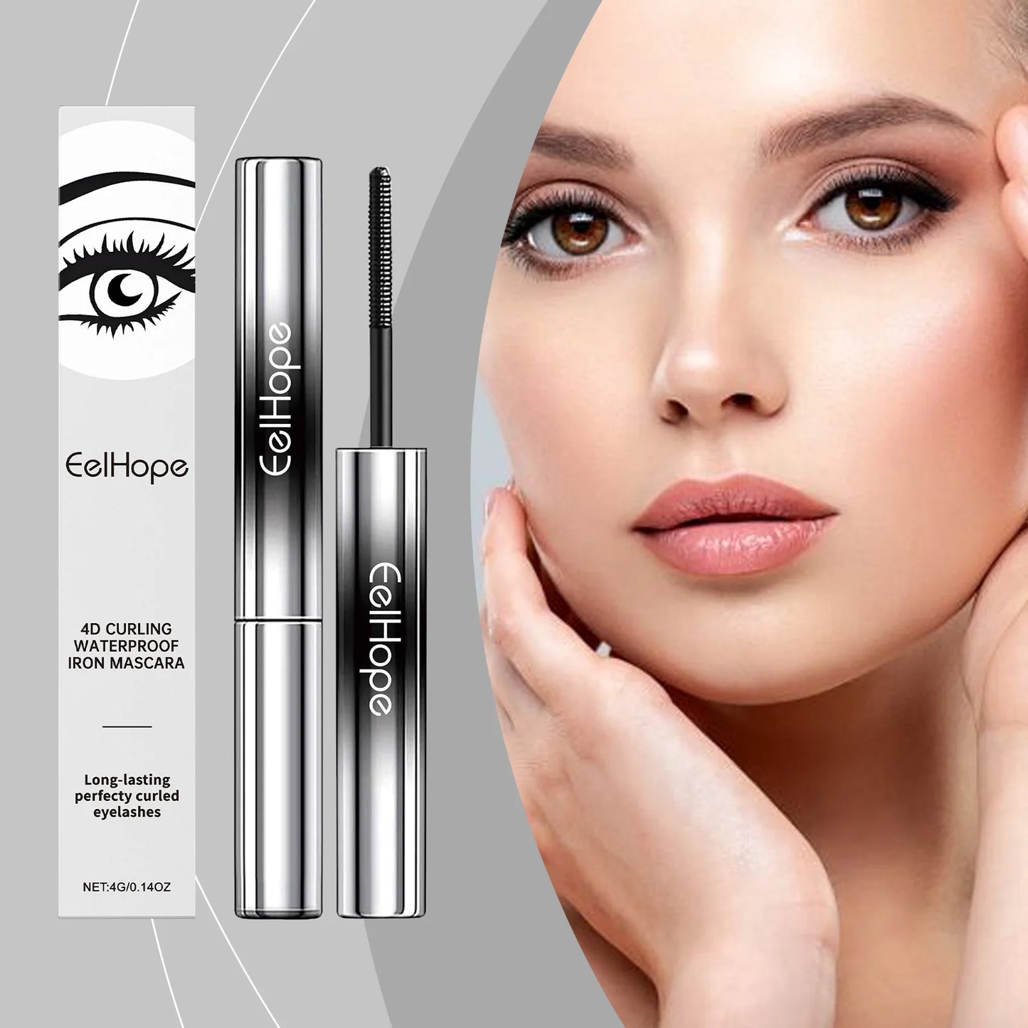 Eelhope 4g Eyelash Lengthening Mascara, 4d Curly Thicken Eye Lash, Long Lasting Makeup Waterproof, Fast Dry Black Curling Mascara