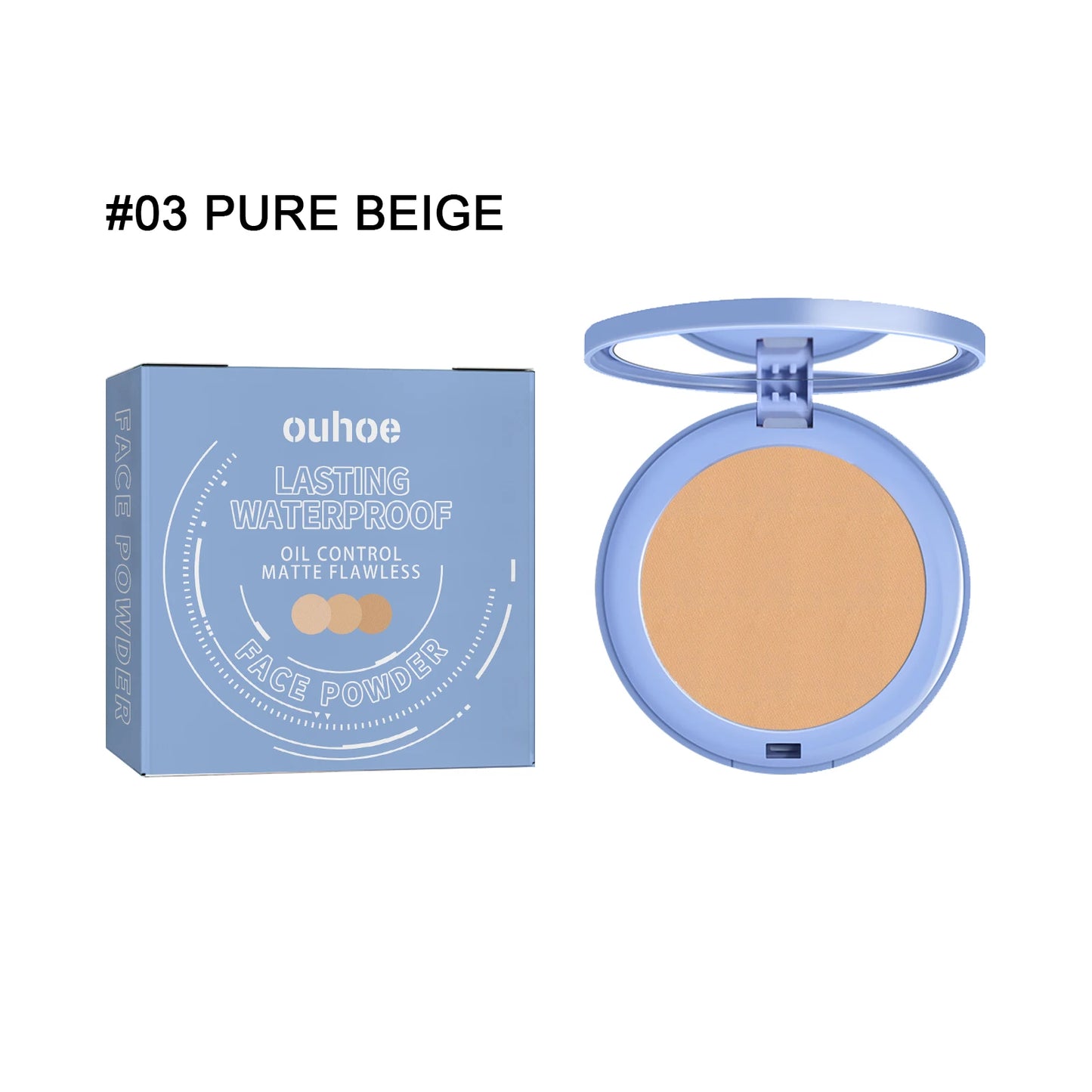 Ouhoe Oil Control Facial Powder, Invisible Pores Waterproof Long-Lasting Effect, Not Easy Remove Makeup Natural Plants Powder