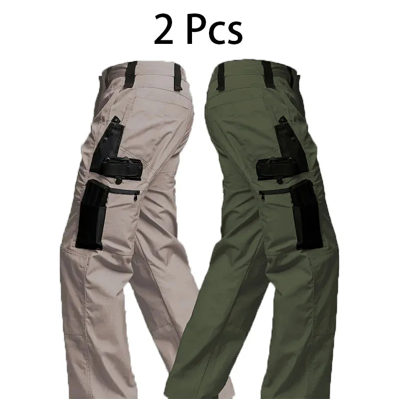 2Pcs Men Multiple Pockets Sports Trousers Pants