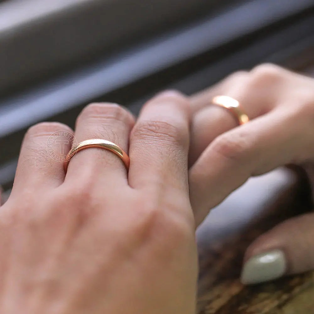 Smooth 585 Rose Gold Color Rings For Men/Women