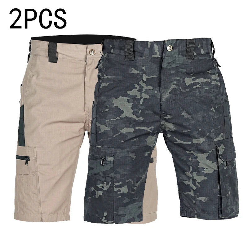2Pcs Men Tactical Shorts Breathable Summer Casual Shorts