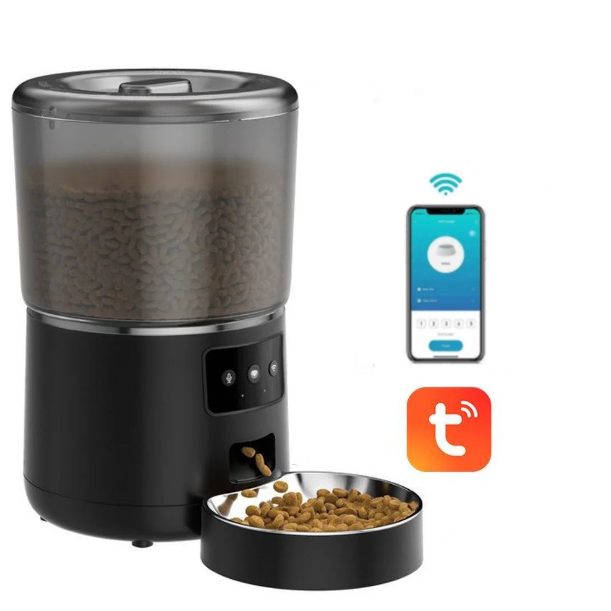 NPET 4L Automatic smart pet feeder for cats/ dogs, Multiple pets with stainless steel bowl, Customize healthy food 1-9 portions.
