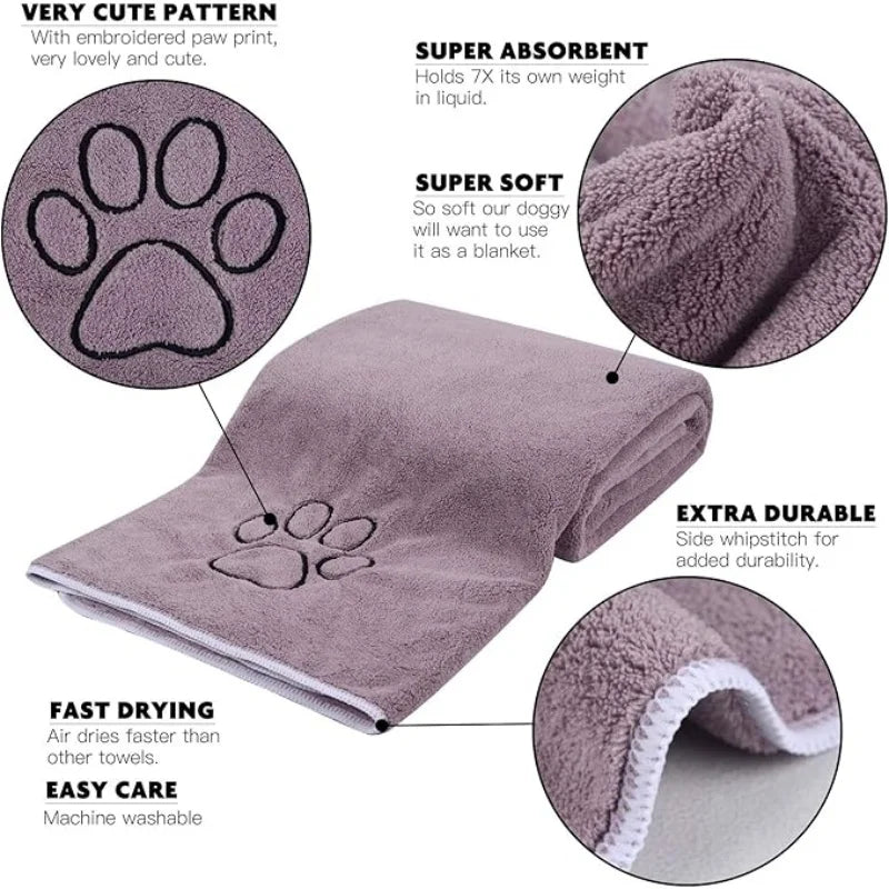 Pet Absorbing Towel  - Quick-Dry Bath Towel for Dogs & Cats, Lint-Free, Ultra Thick