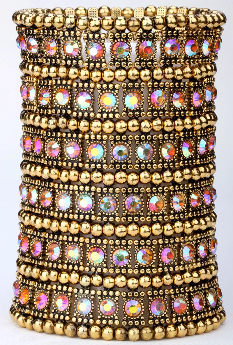 Multilayer stretch cuff bracelet women crystal B14 6 row dropship