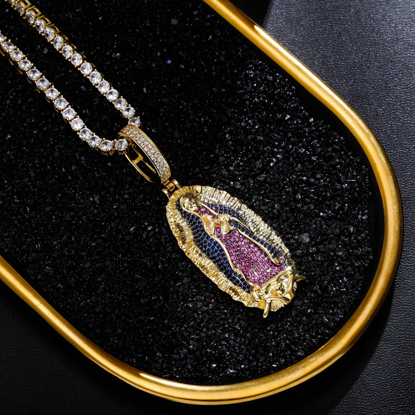 TOPGRILLZ Men's Pendant Green Tongue, Animal, Scorpion, Virgin Mary