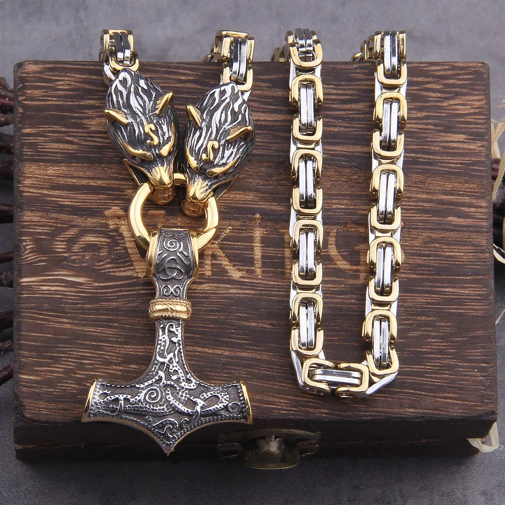 Never Fade Men stainless steel Wolf head necklace