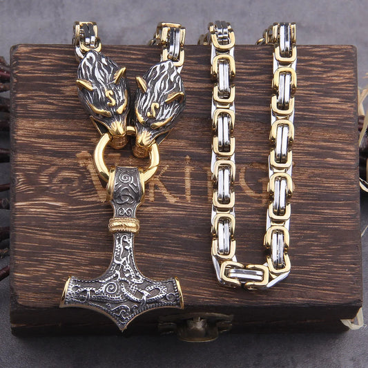 Never Fade Men stainless steel Wolf head necklace