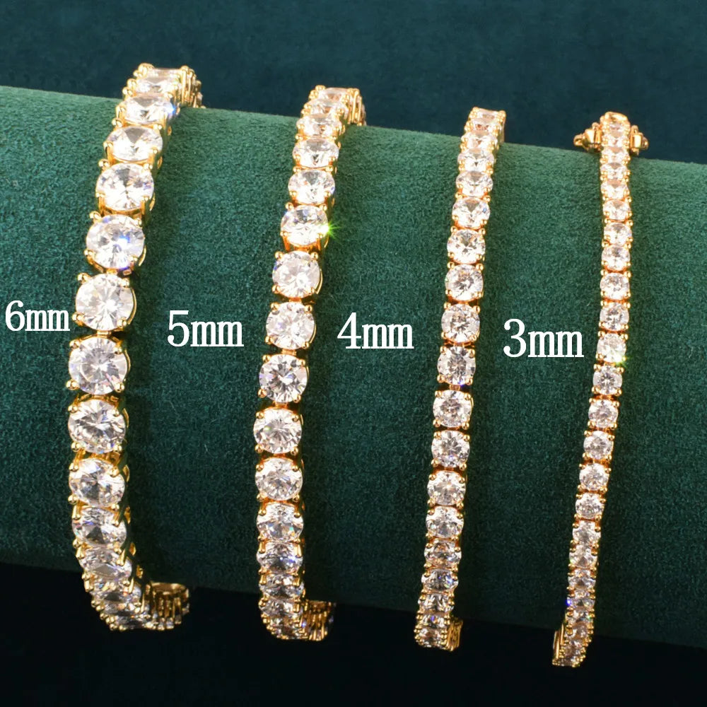 CUC Tennis Chain Bracelet For Women/Men Gold Silver Color 1 Row Cubic Zirconia 3mm 4mm 5mm 6mm
