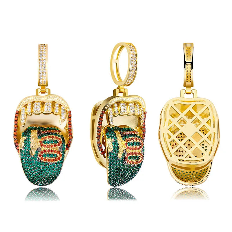 TOPGRILLZ Men's Pendant Green Tongue, Animal, Scorpion, Virgin Mary