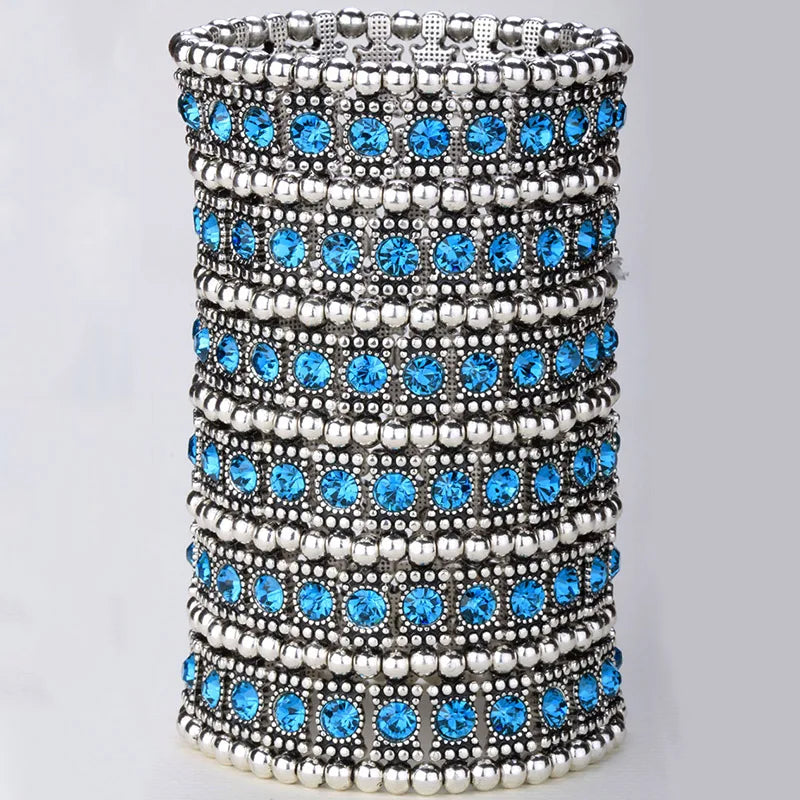 Multilayer stretch cuff bracelet women crystal B14 6 row dropship