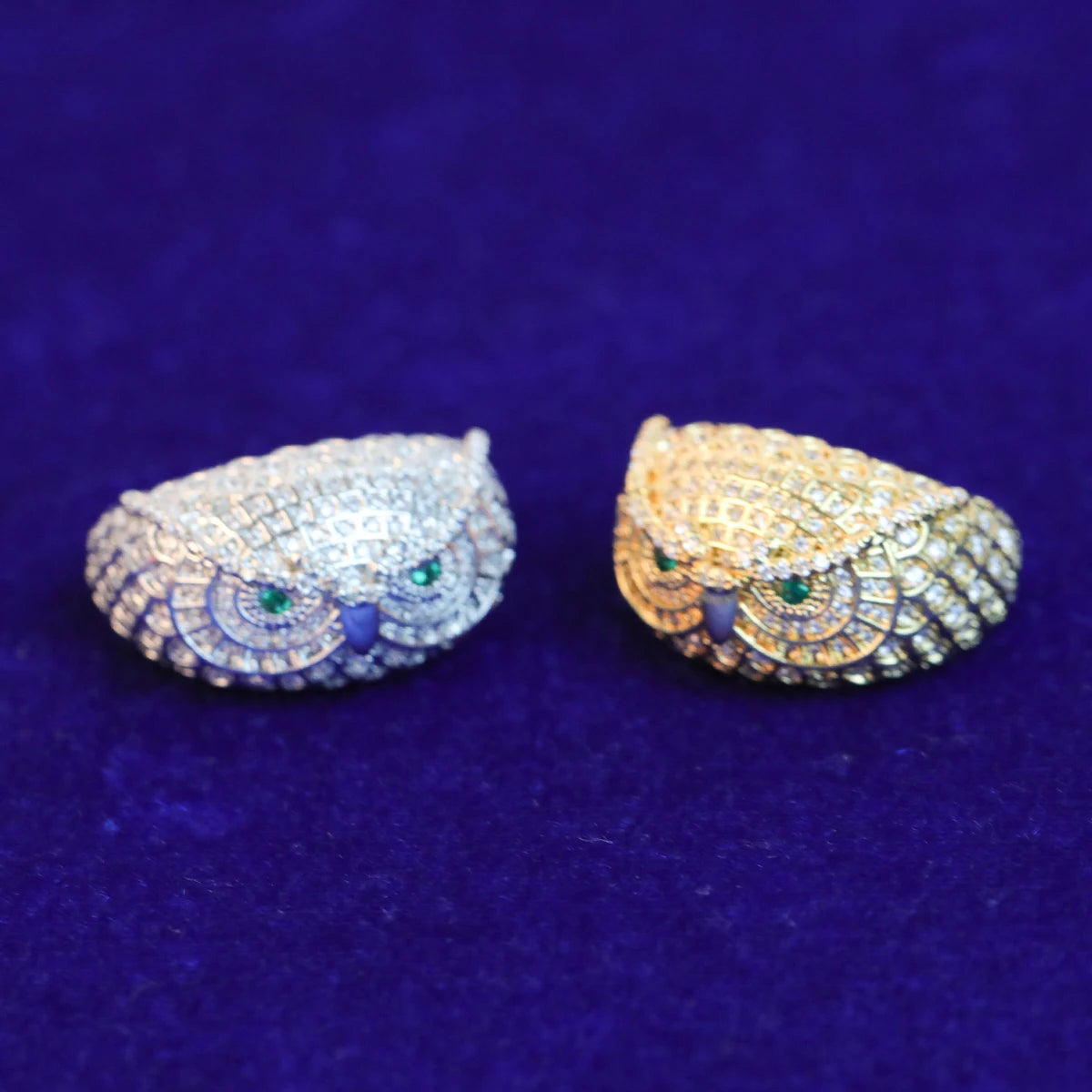 Bubble Letter Owl Iced Out Ring Men Real Gold-Plated Brass Cubic Zircon