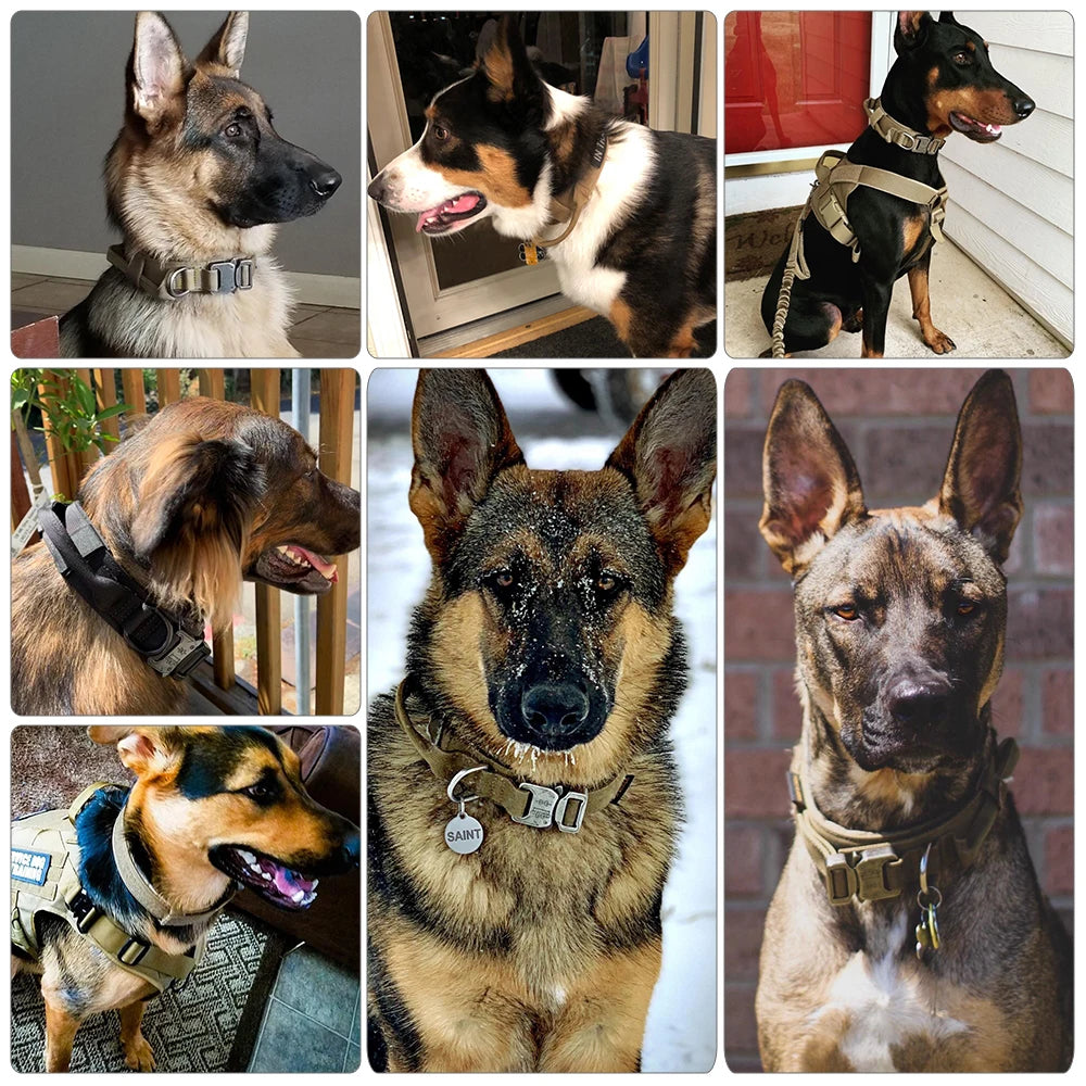 Dog Training Collar Adjustable Tactical Dog Collar And Leash Set,  Control Handle Pet Lead Collar For Small/Big Dogs