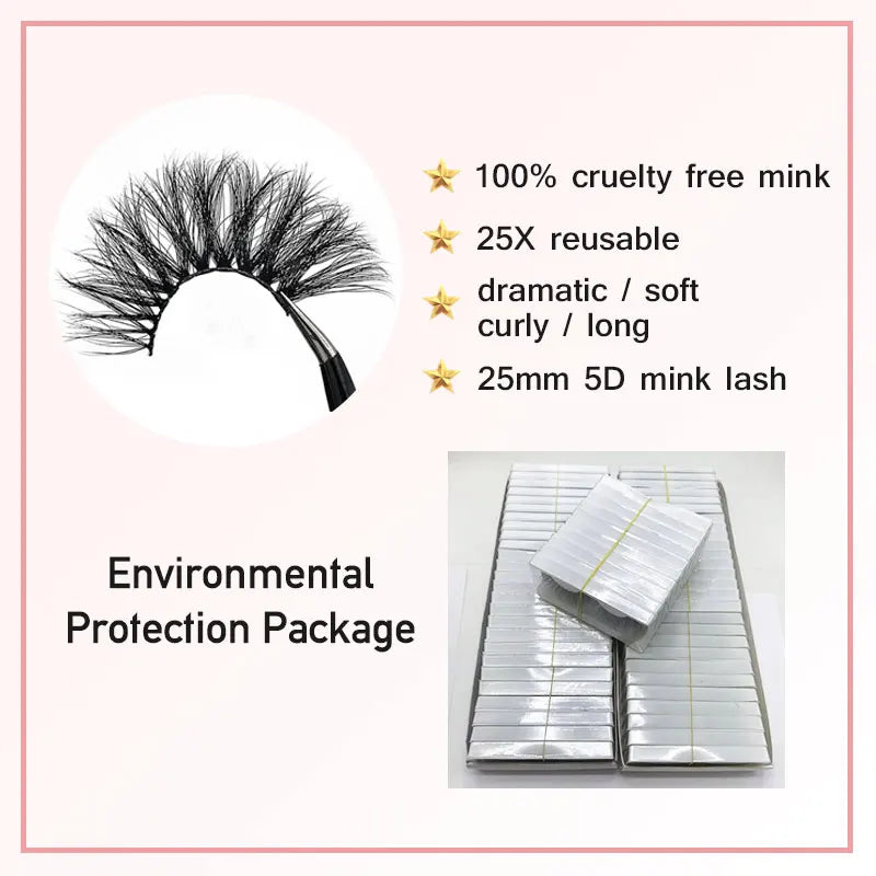 Wholesale 25MM Long 3D Mink Lashes Fluffy False Eyelashes