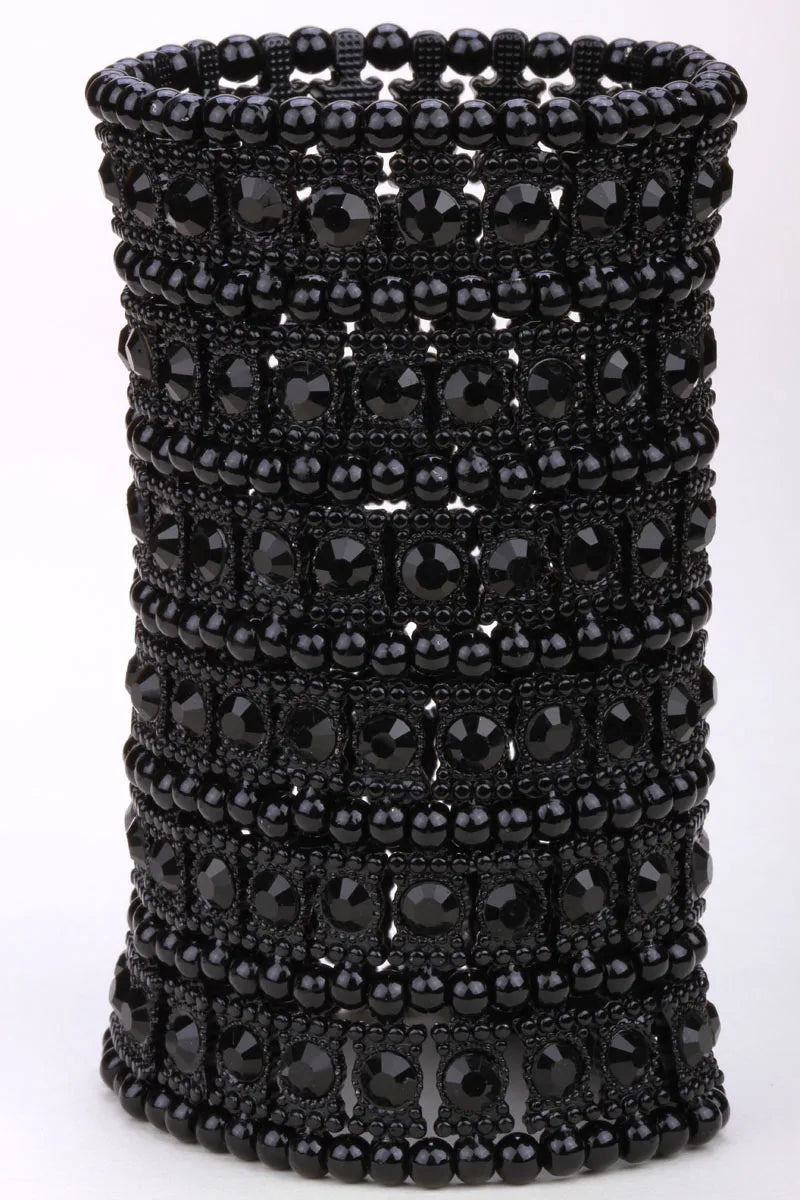 Multilayer stretch cuff bracelet women crystal B14 6 row dropship