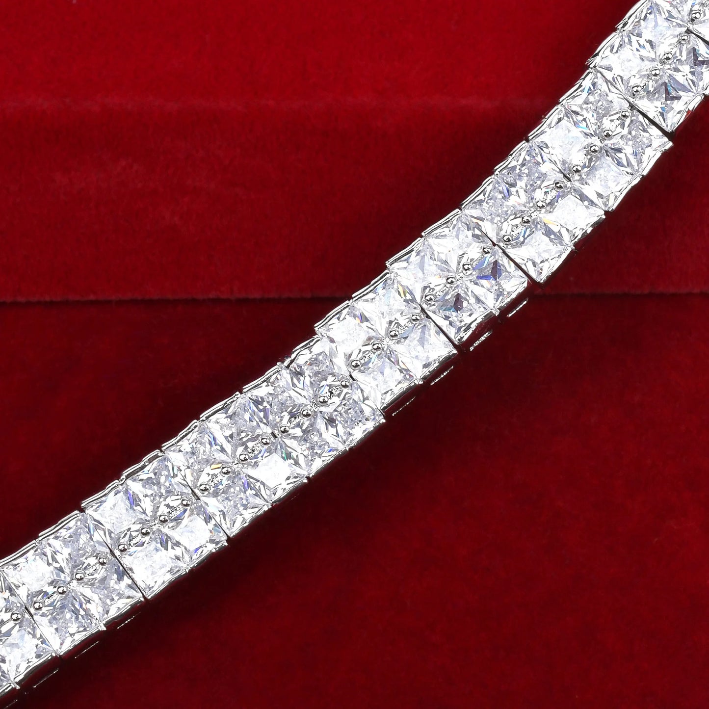 Men's Aokaishen Baguette Tennis Bracelet, 8-inch Iced Out, Real Gold Plated