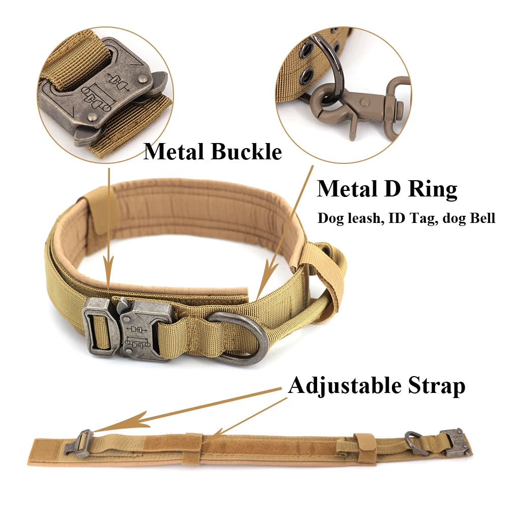 Dog Training Collar Adjustable Tactical Dog Collar And Leash Set,  Control Handle Pet Lead Collar For Small/Big Dogs