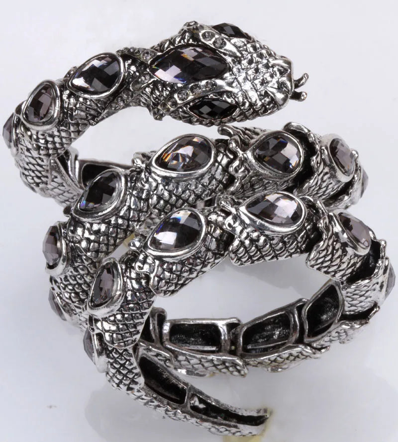 YACQ Stretch Snake Bracelet Armlet Upper Arm Cuff, Women Punk Rock Crystal Bangle Jewelry Gold Silver Color