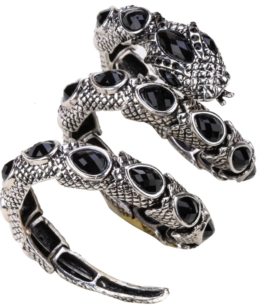 YACQ Stretch Snake Bracelet Armlet Upper Arm Cuff, Women Punk Rock Crystal Bangle Jewelry Gold Silver Color