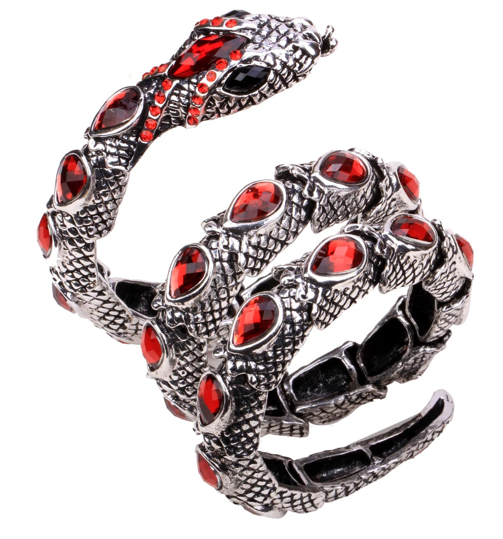 YACQ Stretch Snake Bracelet Armlet Upper Arm Cuff, Women Punk Rock Crystal Bangle Jewelry Gold Silver Color