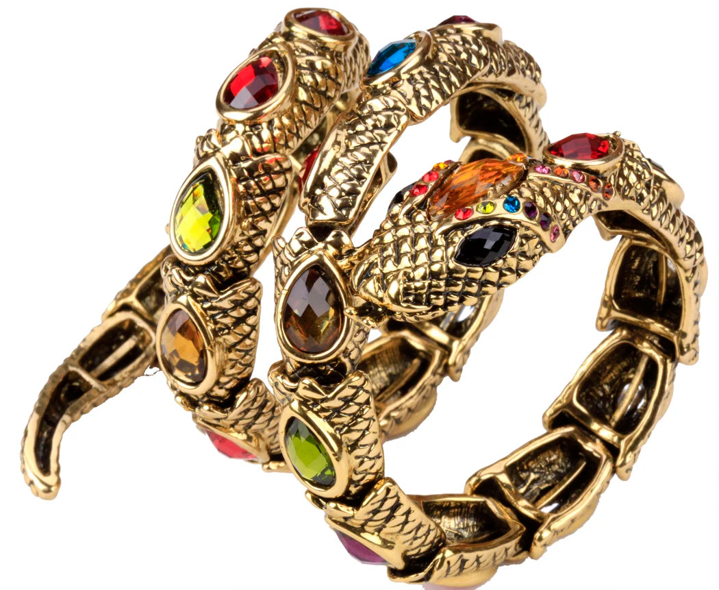 YACQ Stretch Snake Bracelet Armlet Upper Arm Cuff, Women Punk Rock Crystal Bangle Jewelry Gold Silver Color