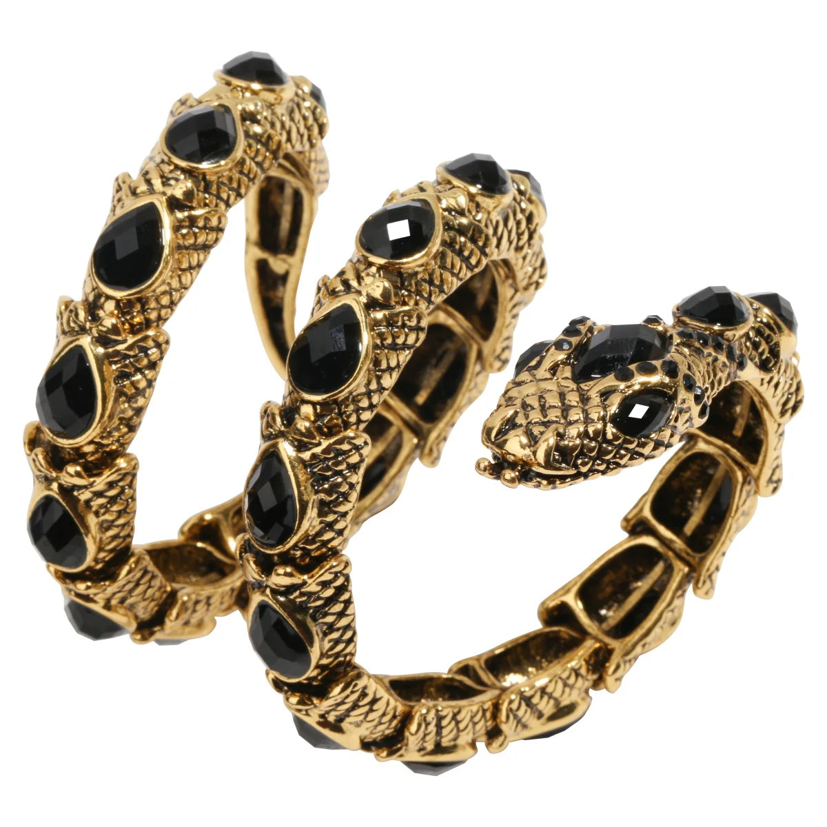 YACQ Stretch Snake Bracelet Armlet Upper Arm Cuff, Women Punk Rock Crystal Bangle Jewelry Gold Silver Color