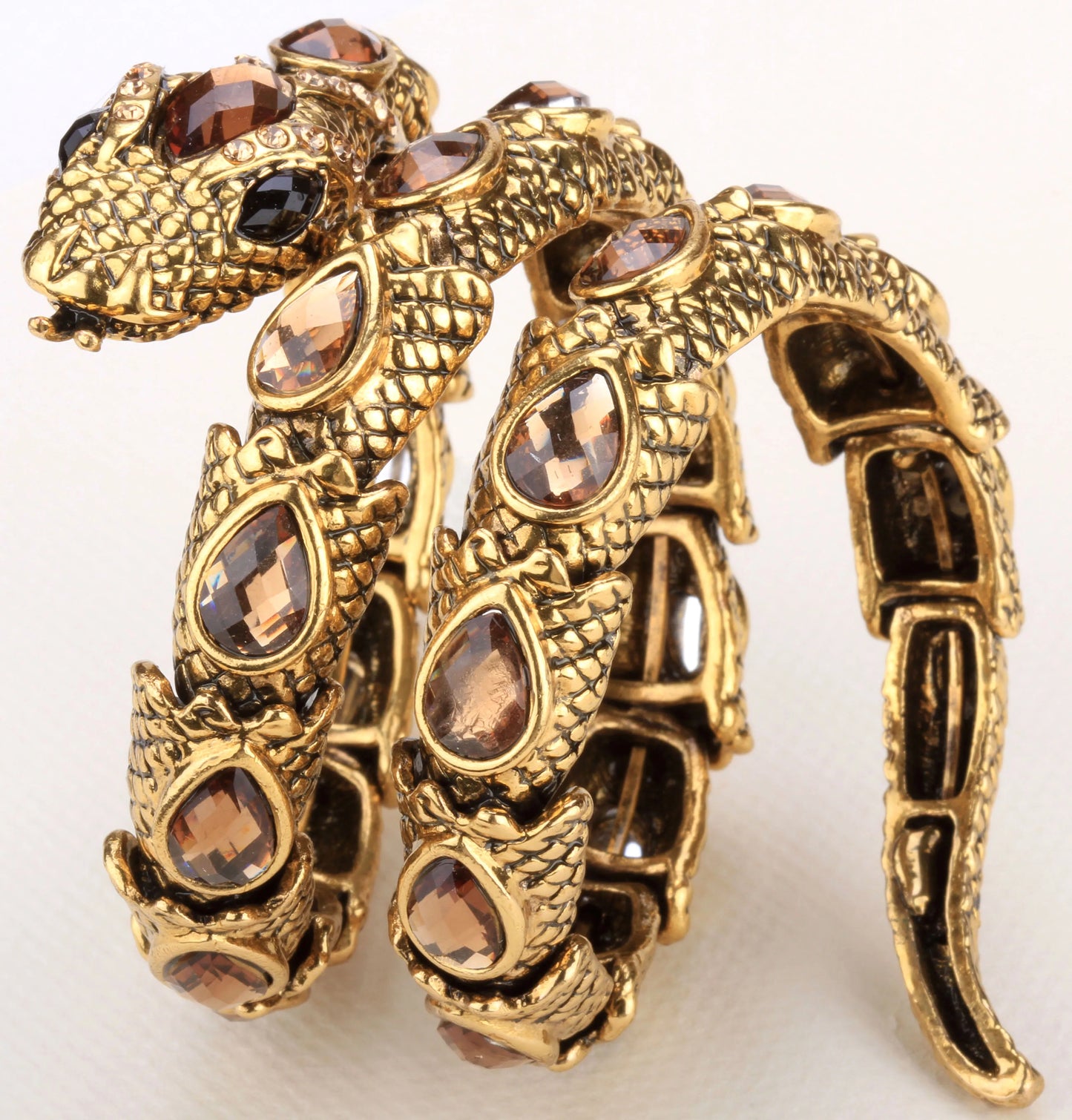 YACQ Stretch Snake Bracelet Armlet Upper Arm Cuff, Women Punk Rock Crystal Bangle Jewelry Gold Silver Color