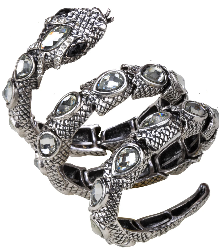 YACQ Stretch Snake Bracelet Armlet Upper Arm Cuff, Women Punk Rock Crystal Bangle Jewelry Gold Silver Color
