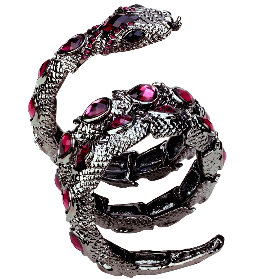 YACQ Stretch Snake Bracelet Armlet Upper Arm Cuff, Women Punk Rock Crystal Bangle Jewelry Gold Silver Color