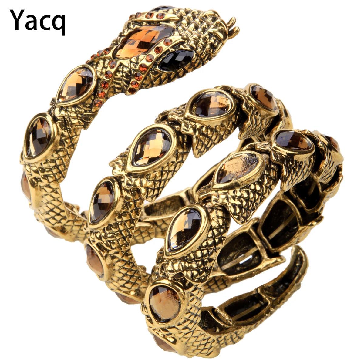YACQ Stretch Snake Bracelet Armlet Upper Arm Cuff, Women Punk Rock Crystal Bangle Jewelry Gold Silver Color