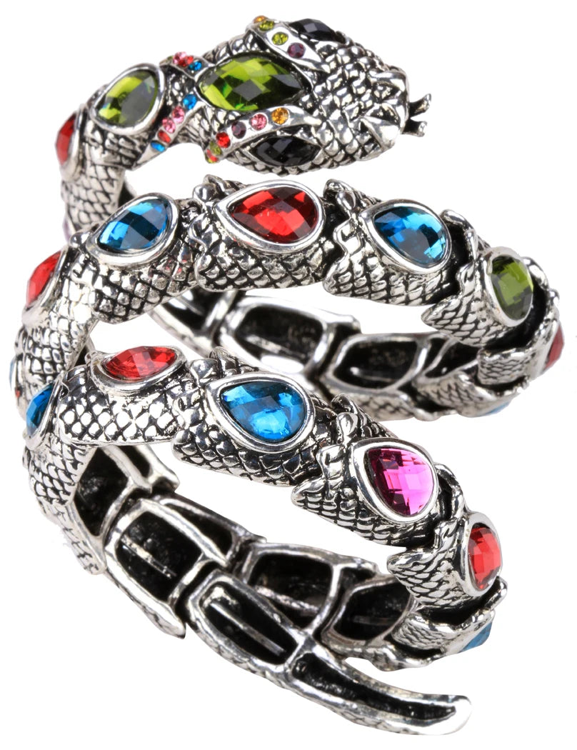 YACQ Stretch Snake Bracelet Armlet Upper Arm Cuff, Women Punk Rock Crystal Bangle Jewelry Gold Silver Color