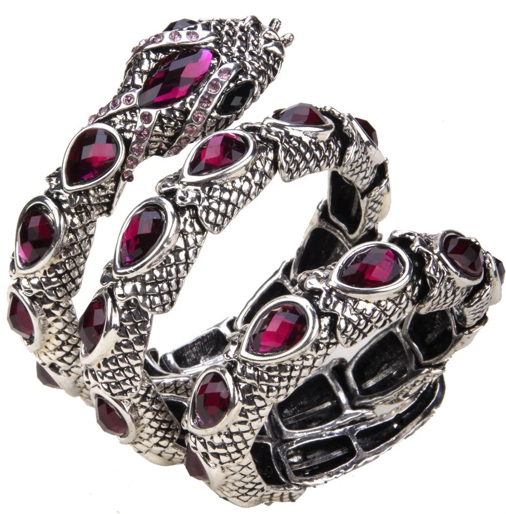 YACQ Stretch Snake Bracelet Armlet Upper Arm Cuff, Women Punk Rock Crystal Bangle Jewelry Gold Silver Color