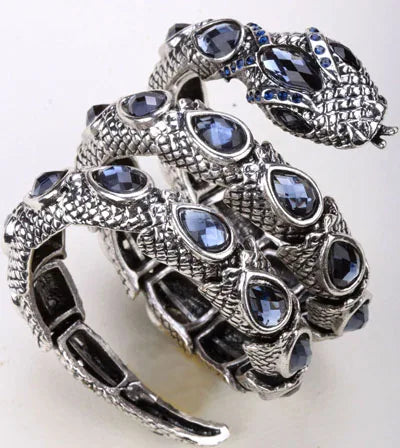 YACQ Stretch Snake Bracelet Armlet Upper Arm Cuff, Women Punk Rock Crystal Bangle Jewelry Gold Silver Color