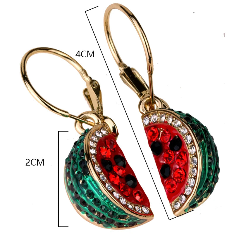 YACQ Watermelon Dangle Drop Earrings Gold Silver Plated ED01