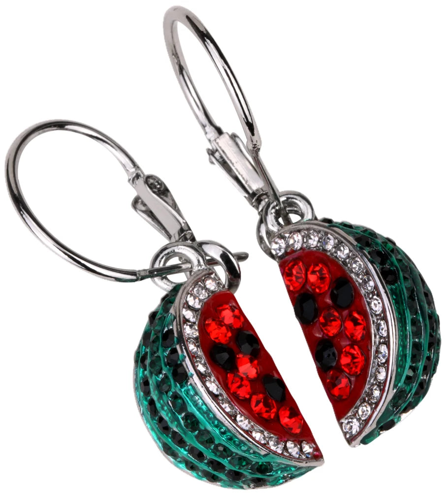 YACQ Watermelon Dangle Drop Earrings Gold Silver Plated ED01