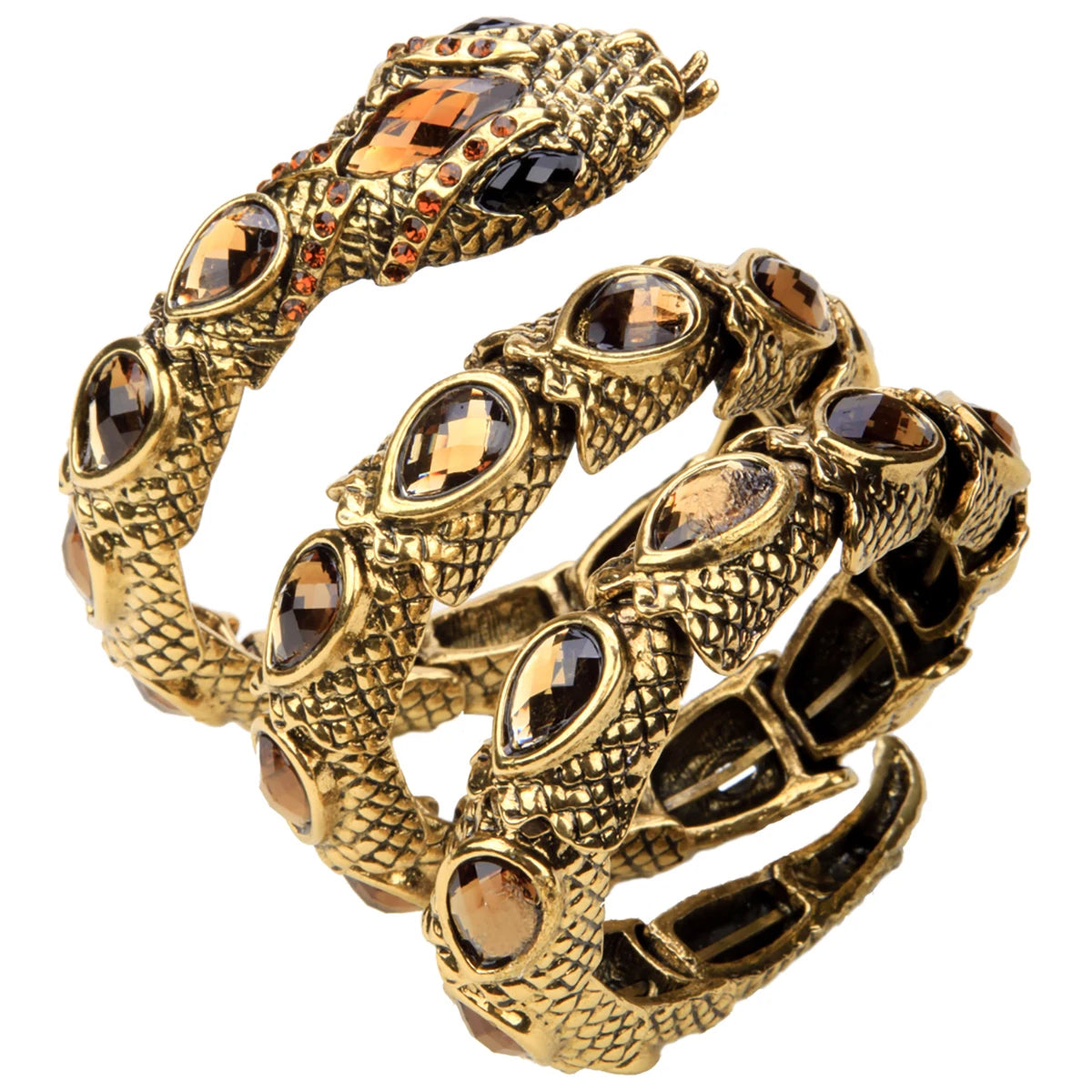 YACQ Stretch Snake Bracelet Armlet Upper Arm Cuff, Women Punk Rock Crystal Bangle Jewelry Gold Silver Color