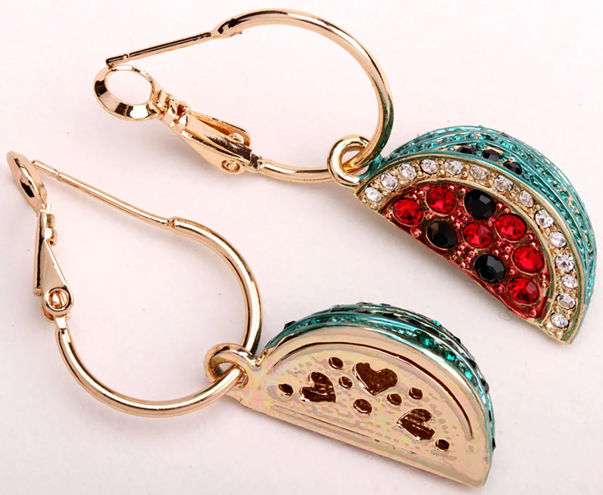 YACQ Watermelon Dangle Drop Earrings Gold Silver Plated ED01