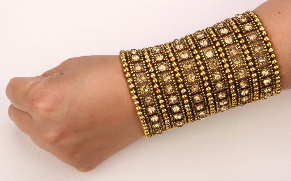 Multilayer stretch cuff bracelet women crystal B14 6 row dropship