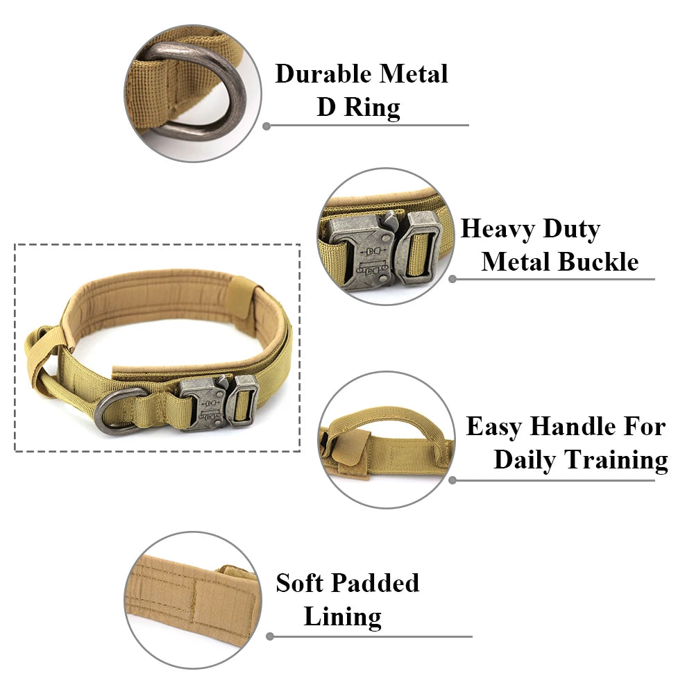Dog Training Collar Adjustable Tactical Dog Collar And Leash Set,  Control Handle Pet Lead Collar For Small/Big Dogs