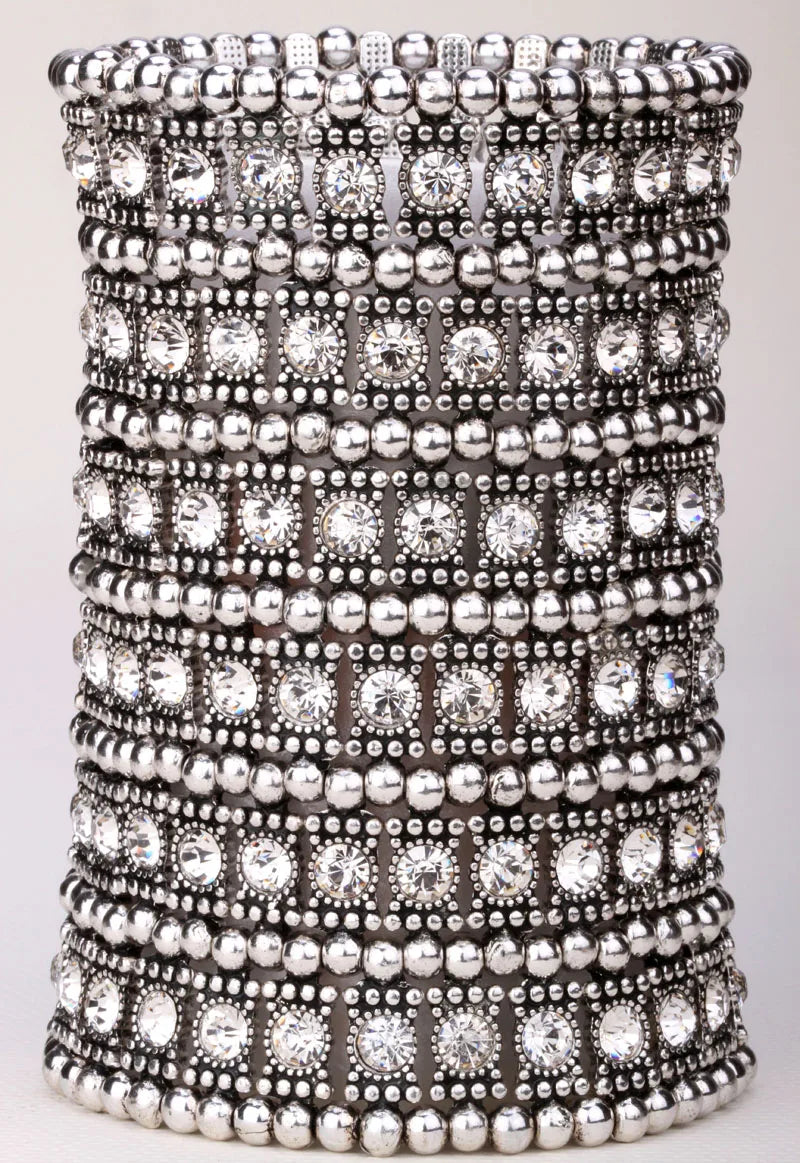 Multilayer stretch cuff bracelet women crystal B14 6 row dropship