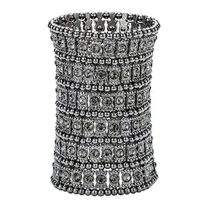 Multilayer stretch cuff bracelet women crystal B14 6 row dropship