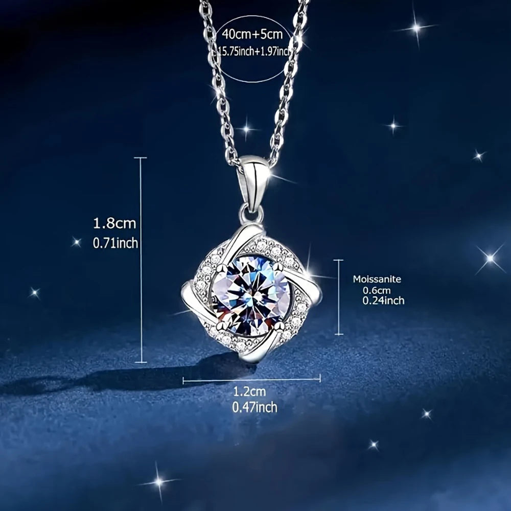 Moissanite Windmill Pendant Necklace 925 Sterling Silver Clavicle Chain