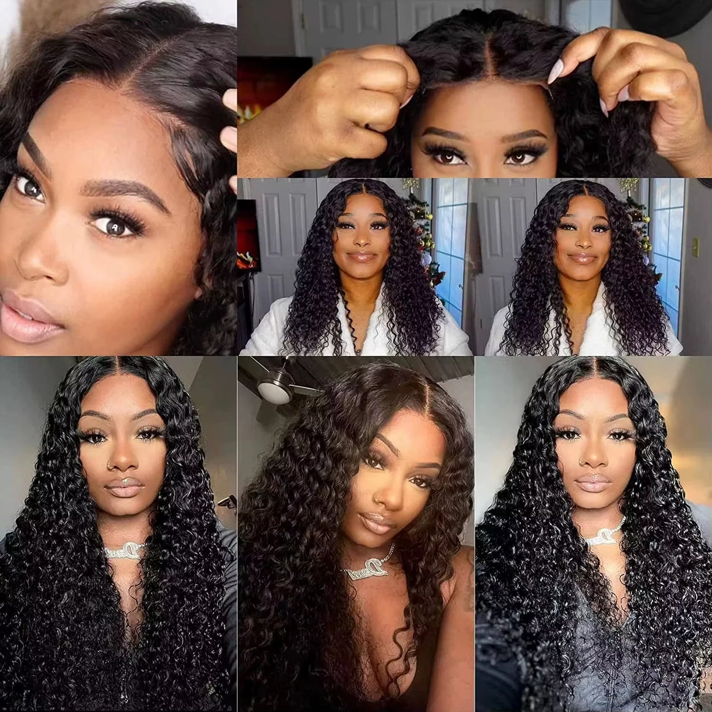Deep Wave Frontal Wig Transparent 13x4 13x6 HD Lace, Human Hair Curly Lace 40 Inch