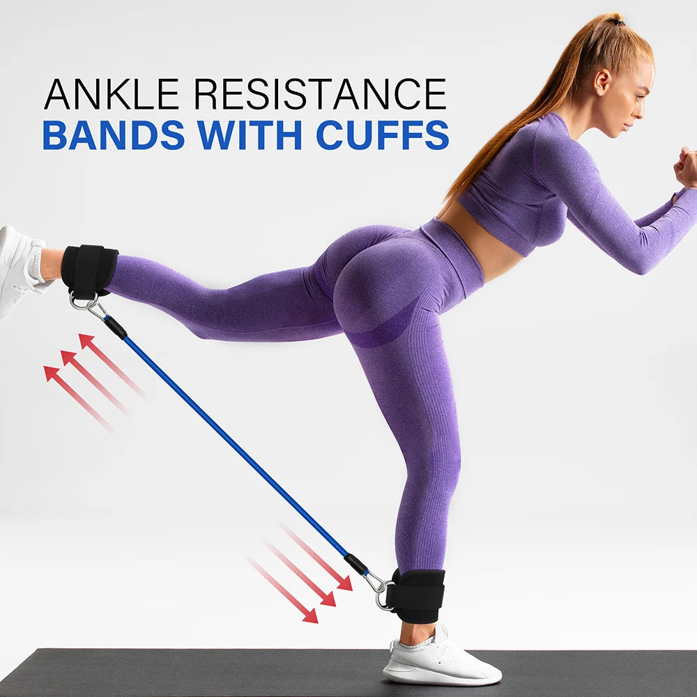 TPE Resistance Bands Ankle Straps Fitness Set, D-Ring Support Ankle Cuffs, Yoga Gym Equipment, Guard Leg Strength Safety Extensions