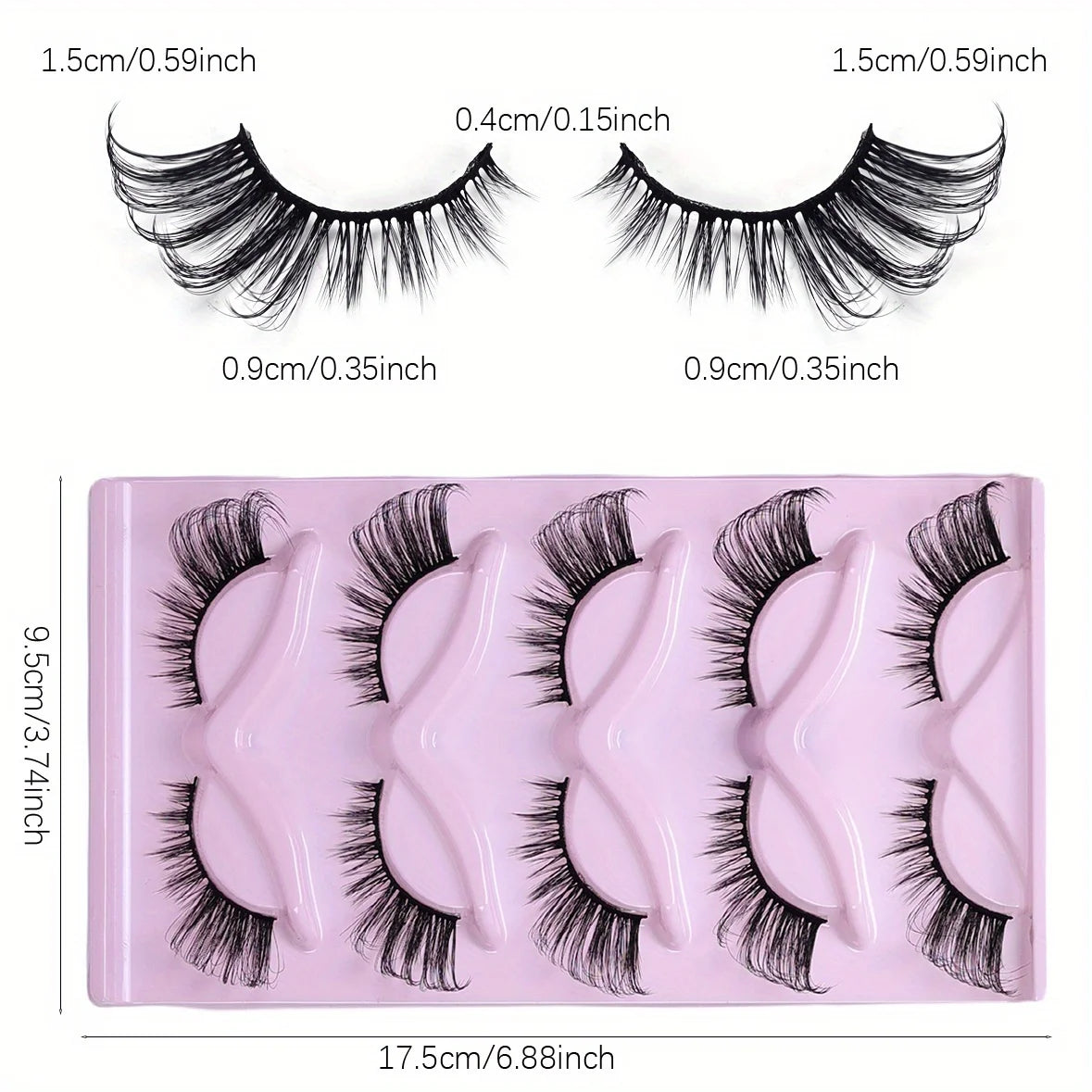 45Pairs/9Pack Cat Eye Lashes Elongated Strip Thick False Eyelashes