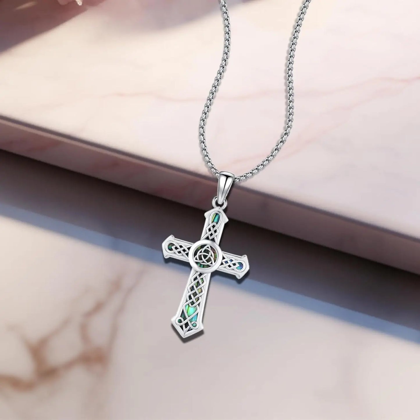 Celtic Cross Necklace 925 Sterling Silver Cross Pendant Wiccan Necklace