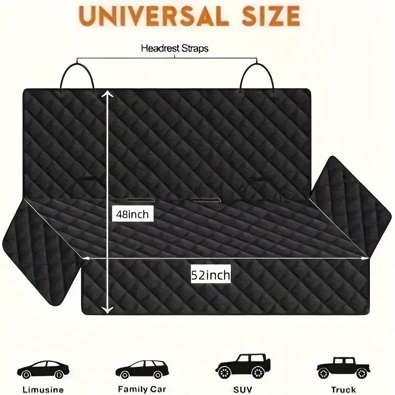Advanced Pet Car Seat Cushion, Rear Seat Car Seat Cover, Waterproof, Anti-Slip, Suitable for Most Cars, Trucks, SUVs, Color Black