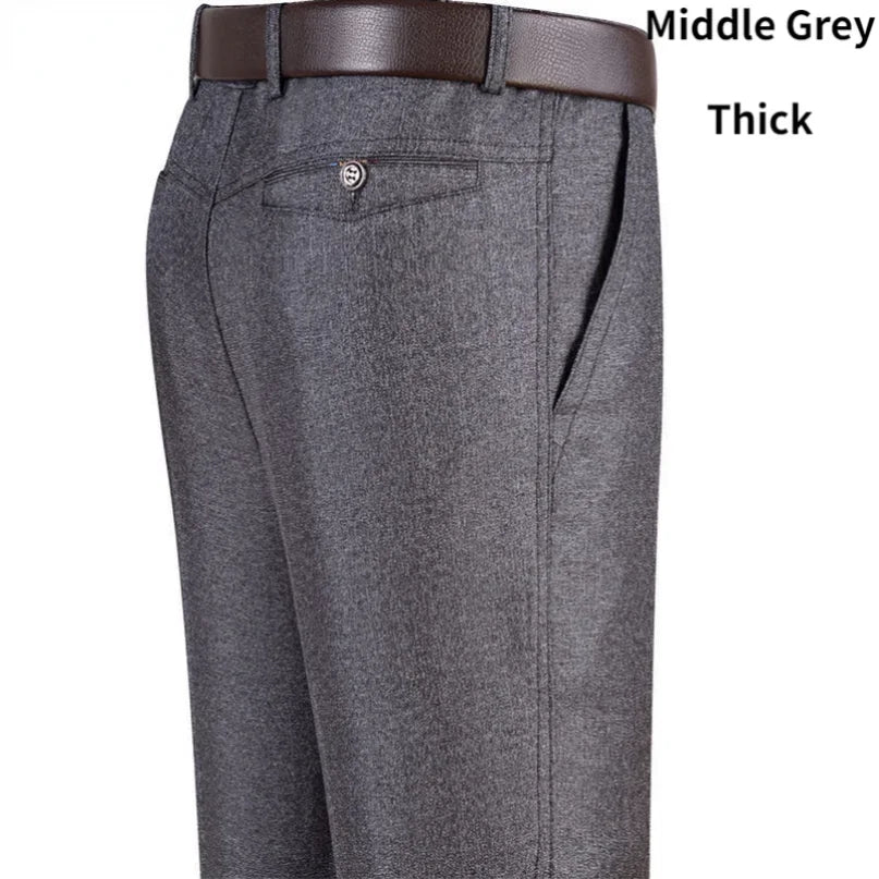 New Men's Summer Thin Business Casual Pants, Autumn Fashion Solid Gentle Thicken Trousers, Male Brand Suit Pant Black Grey RIYBEOE