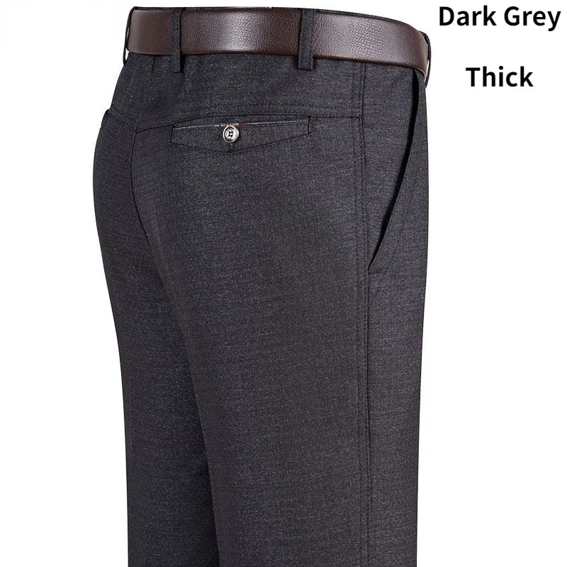 New Men's Summer Thin Business Casual Pants, Autumn Fashion Solid Gentle Thicken Trousers, Male Brand Suit Pant Black Grey RIYBEOE
