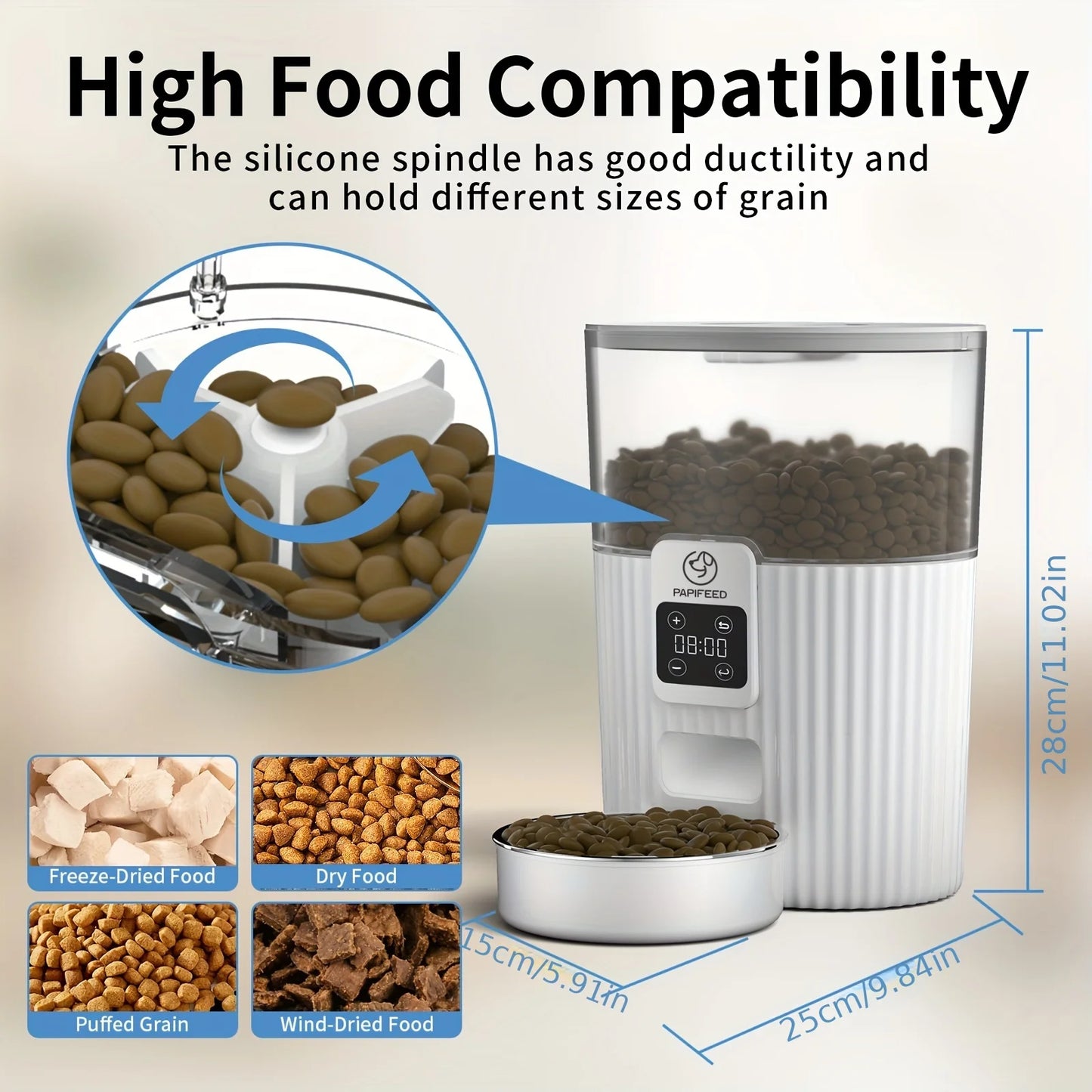 PAPIFEED cat automatic feeder dog fixed feeding machine Wi-Fi remote smart pet food dispenser