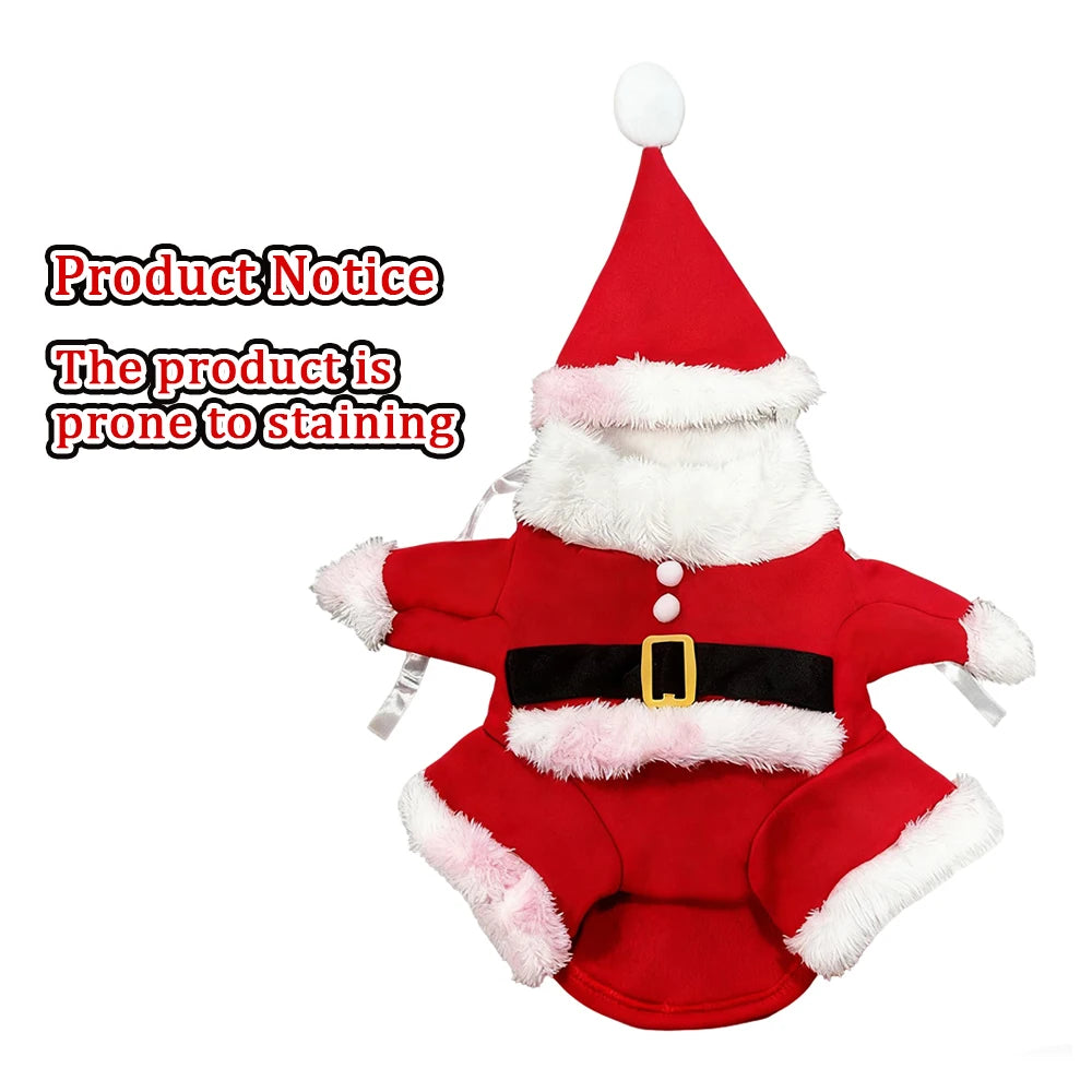 Cute Dog Santa Claus Outfit, Christmas Costume for Small Dogs and Cats, Yorkie Cosplay Clothes, Dress Up Jumpsuit